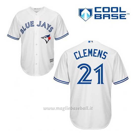 Maglia Baseball Uomo Toronto Blue Jays Roger Clemens 21 Bianco 1ªCool Base